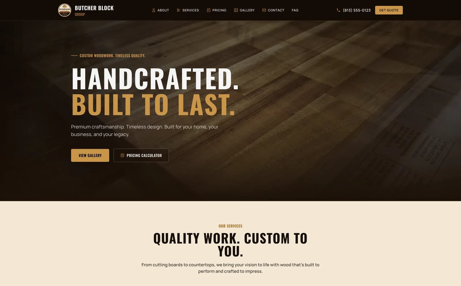 Screenshot suggestion: the Butcher Block Group gallery page, filtered by product and wood species