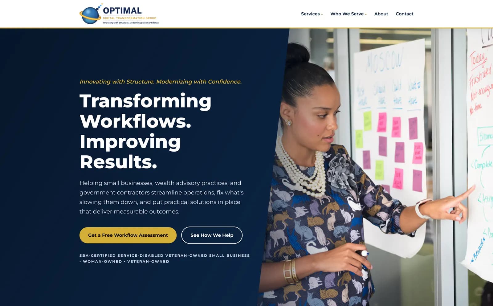 Screenshot suggestion: the OptimalDTG landing page on a desktop